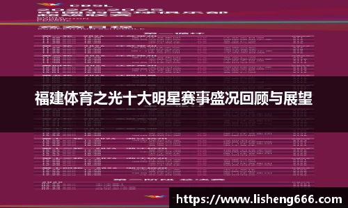 福建体育之光十大明星赛事盛况回顾与展望