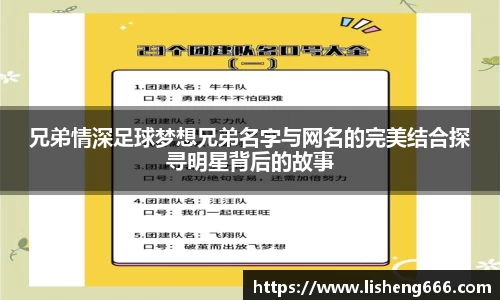 兄弟情深足球梦想兄弟名字与网名的完美结合探寻明星背后的故事